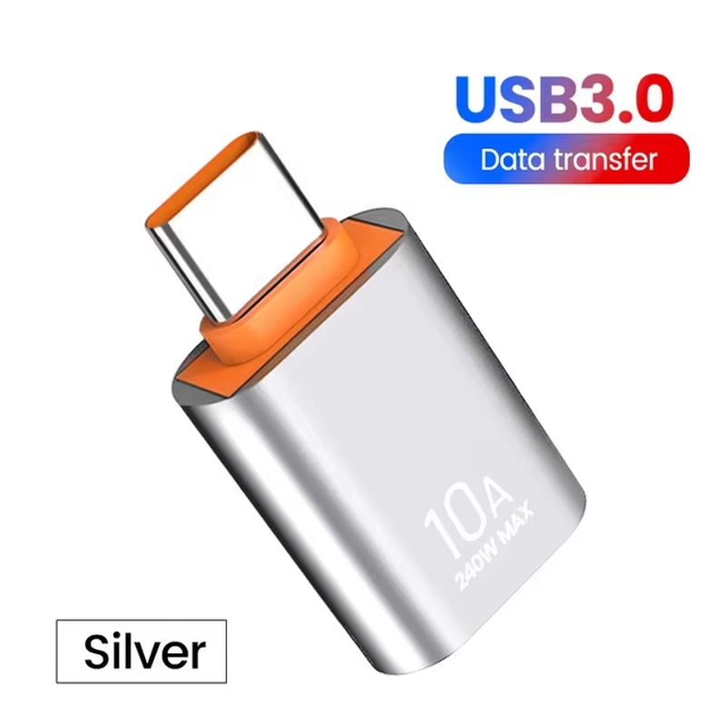 10A USB Type C to USB a Adapter USB 3.0 to Type C OTG Converter for Macbook Ipad Xiaomi Samsung USB C Fast Charge OTG Connector