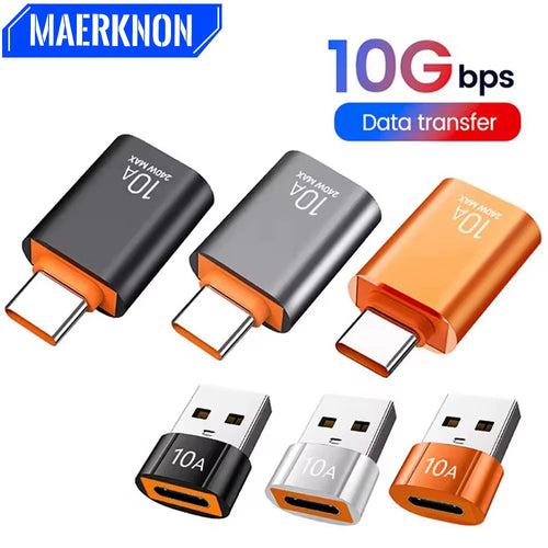 10A USB Type C to USB a Adapter USB 3.0 to Type C OTG Converter for Macbook Ipad Xiaomi Samsung USB C Fast Charge OTG Connector