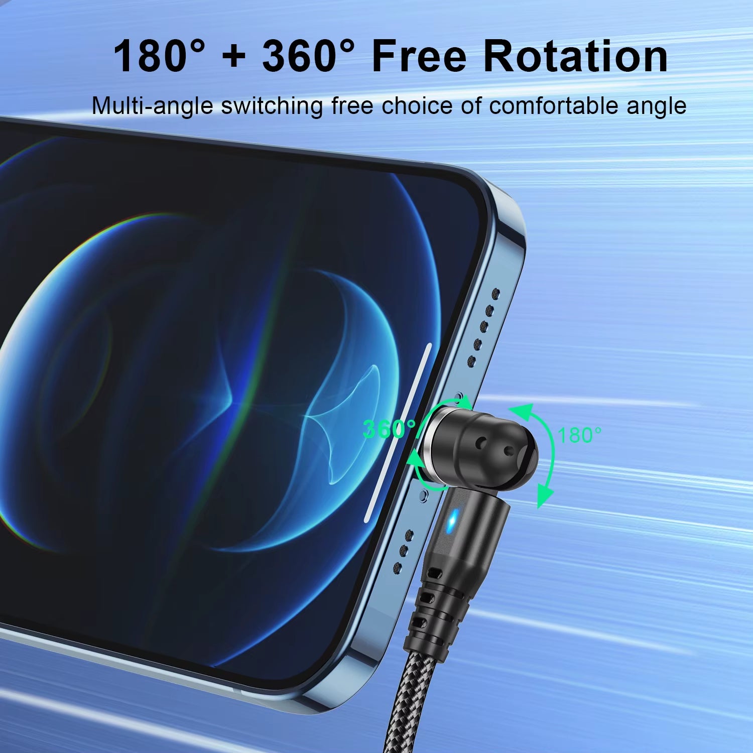 540 Rotate 5A Magnetic Cable Fast Charging Type C Mirco USB Phone Data Cord for Iphone 15 14 Pro Max Xiaomi 13 POCO Redmi