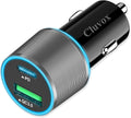 38W USB C Car Charger Adapter, 20W Fast USB-C & 18W Rapid QC3.0 Ports, 12V Cigarette Lighter Adapter for Iphone 17/16 /15, Google Pixel, Samsung, Android Phones Auto Accessories for Men - Gray